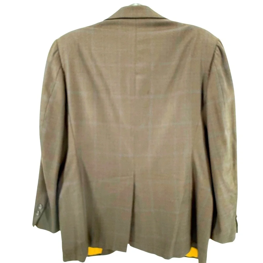 Vintage Towncraft Plus Mens Plaid Blazer 42R Brown Two Button Lined Jacket